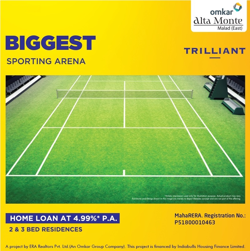 At Omkar Trilliant, you can train at the biggest sporting arena in the area and grow your sporting dreams in Malad (E), Mumbai Update